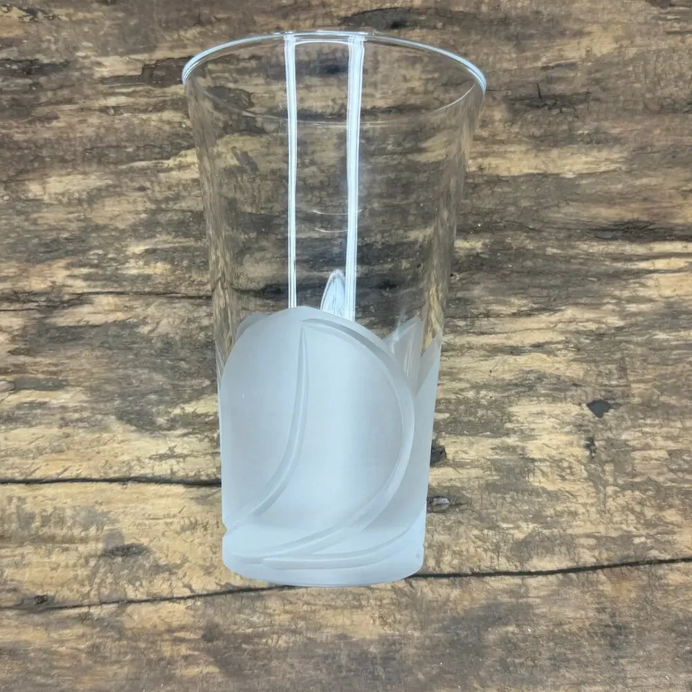 Vintage Frosted Sailboat Crystal Vase Nautical Coastal Decor D'Arques Style